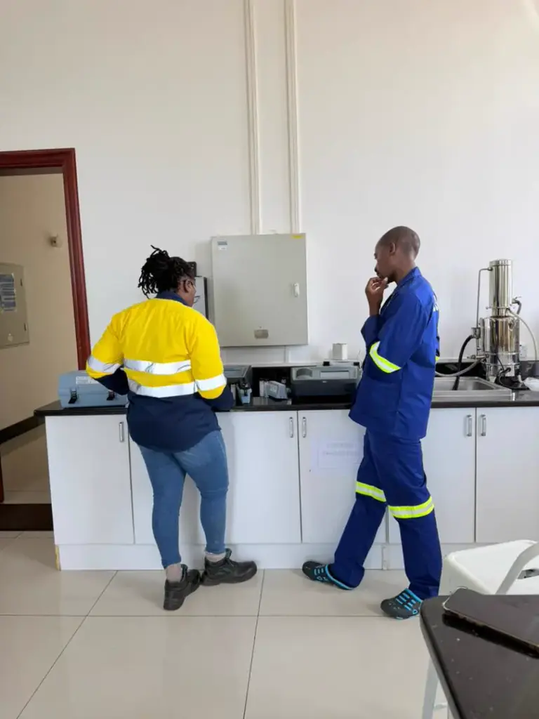 Water-quality instruments being reviewed in a laboratory